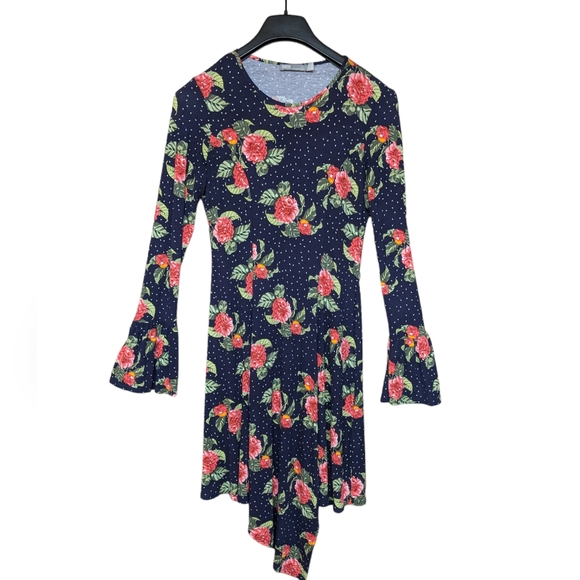 ASOS Floral Mini Dress with Hanky Hem and Frill Cuff Size 10 - Picture 11 of 11